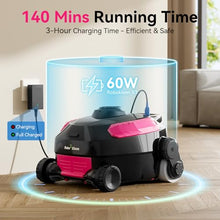 Cordless Robotic Pool Cleaner, Wall Climbing, Extended Battery Life, 0.28 Cu Ft Large Capacity, Advanced Dual-Motor, X3 Auto Pool Vacuum for Inground & Above Ground Pools Up to 1615 Sq.Ft, Pink