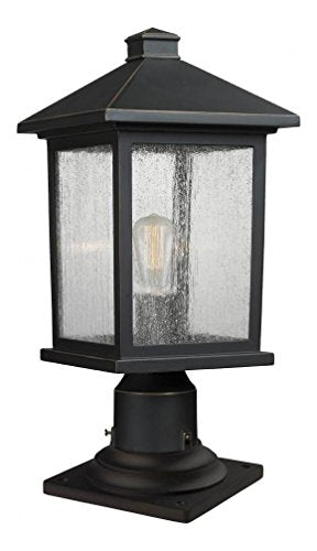 531PHMR-533PM-ORB Oil Rubbed Bronze Portland 17.75" Tall 1 Light Outdoor Lantern Pier Mount Light