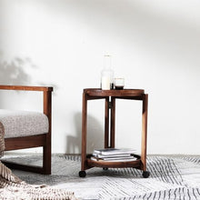 WGTYOA Round Living Room Sofa Angle A Few Contracted Small Family Wheel Move Table Solid Wood