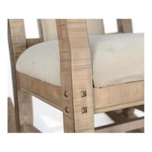 Pemberly Row Mahogany Rocking Chair with Cushioned Seat and Back, Studded Accents, Smooth Rocking Motion, Beige