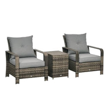 Hassyee Modern Design Outdoor Three-Piece Patio Bistro Furniture Set with Wicker Storage Coffee Table and Sofa Chair for Patio, Lawn & Garden