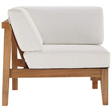 Modway Bayport Outdoor Patio Teak Wood 3-Piece Sectional Sofa Set in Natural White