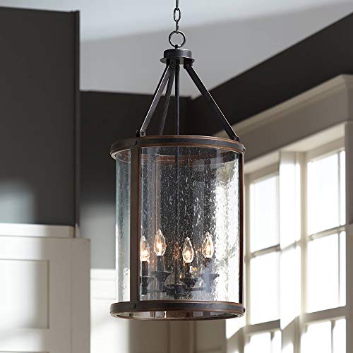 Gorham 16" Wide Wood and Metal 4-Light Lantern Pendant Light Fixture