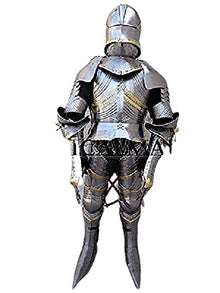 NauticalMart Full Gothic Functional Plate Knight Suit of Armor Wearable Costume Silver