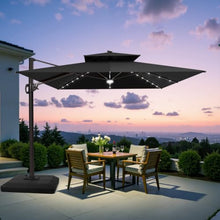 11' X 9' Solar Led Lights Patio Cantilever Umbrella with Weighted Base