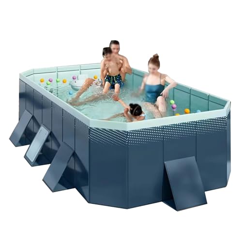 AErosx Foldable Family Pool for Kids & Adults - Portable Large Kiddie Swimming Pool, Non Inflatable Pool for Indoor/Outdoor Garden Backyard Summer Parties(2.9x1.7x0.55m/9.6x5.4x1.8ft)