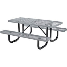 Global Industrial 6’L Rectangular Picnic Table, Expanded Metal, Gray