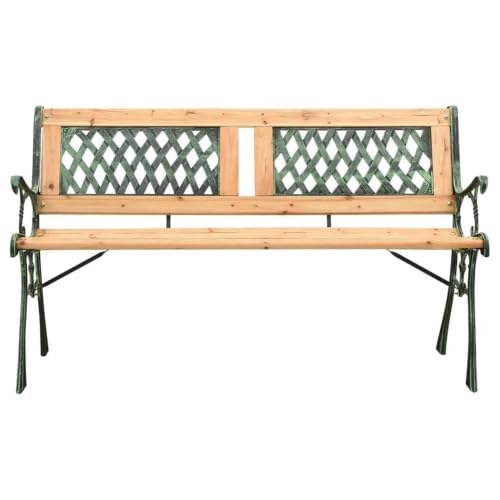 FURUIM2024M Garden Bench Garden Backrest Bench, Park Cast Iron Chair, Wooden Surfac, for Outdoor Comfort 122 cm