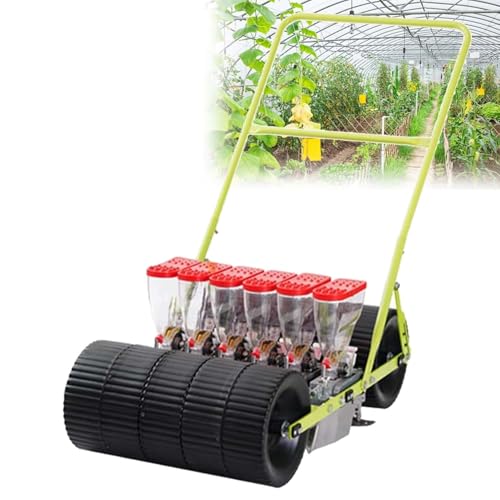 Hand-Pushed Seeder, Adjustable Row Vegetable Planter for Gardens. Customizable Plant spacing for Corn, Soybean, and Small Seeds, Perfect for Hillside and Terrace Planting.(Line 6)