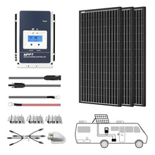 ACOPOWER 3x200W Mono Solar RV Kits with 50A MPPT Charge Controller/Mounting Brackets/12AWG Solar Cables/8AWG Tray Cable/Cable Entry housing/Solar T/Y Branch Connector(3x200W Kit)
