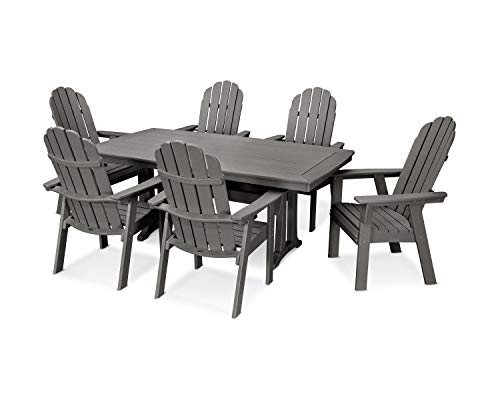 POLYWOOD Vineyard Adirondack 7-Piece Nautical Trestle Dining Set (Slate Grey)