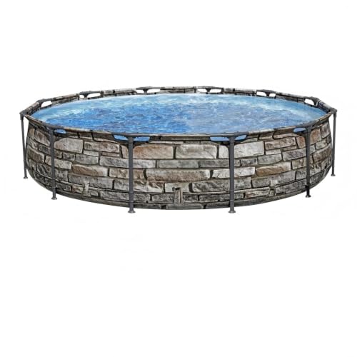 12ft x 30in Round Metal Frame Above Ground Swimming Pool, w/Pump