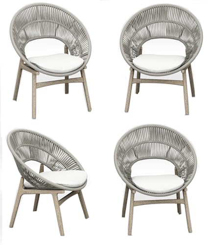 WholesaleTeakFurniture Qty 4 - Grade-A Teak Wood Luxurious Solo/Single Robas Weathered Teak Arm Chairs #26RoAA