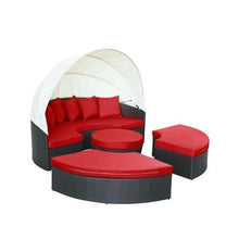 Modway Quest Wicker Rattan Outdoor Patio Canopy Sectional Daybed in Espresso Red