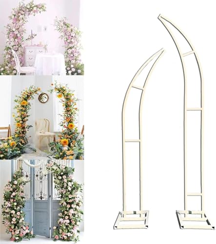 Moon Shape Garden Arch Set for Weddings with Floral Tools Kit Perfect Backdrop for Ceremony and Party Decor 2pcs 3 Color/Size Combinations(White,6.8ft+8.2ft)