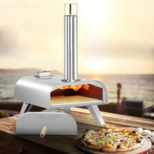 Yioryo Pizza Ovens, 12 Inch Pizza Oven Cooking Wood Fired Pizza Maker Portable Stainless Steel Pizza Grill, Wood Pellet, Silver Portable Party Use(Standard Configuration)