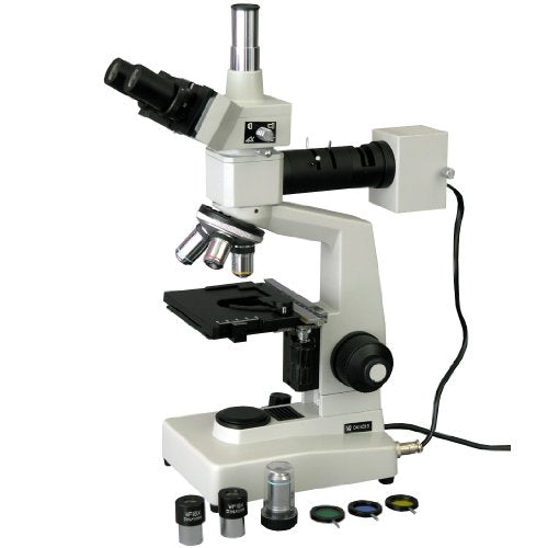 AmScope ME300TZA Trinocular Metallurgical Microscope 40X-1600X Yellow