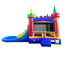 Pogo Bounce House Inflatable Castle Combo with Slide and Water Pool Rainbow