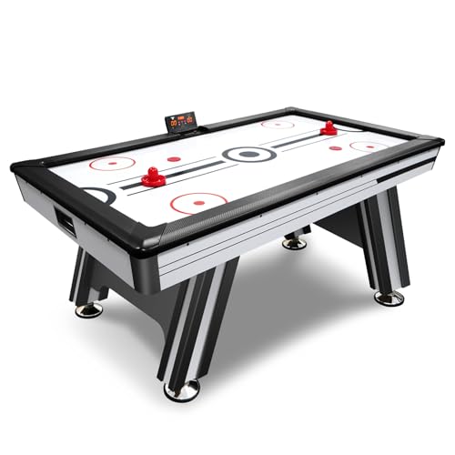 WAQINBR 6ft Air Hockey Table LED Game Set Black White