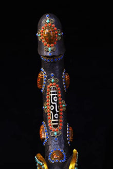Generic Tibetan Temple Meteorite Mosaic Dzi Beads 11" 1