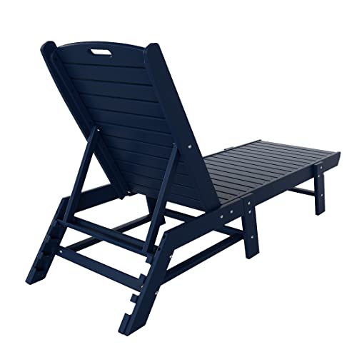 WestinTrends Malibu Poly Reclining Outdoor Patio Chaise Lounge Chair Set Navy Blue