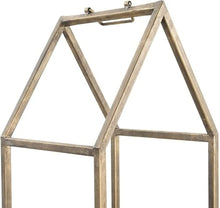 RKUVPAE Tall Log Stacking Aid, Iron, Modern Decorative House-Shaped Firewood Rack, Black Gold, 13.0" x 13.0" x 47.2", Indoor/Outdoor Use