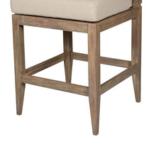 Benzara Hida 30 Inch Outdoor Patio Barstool Chair with Olefin Cushions Brown and Taupe