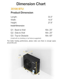 VARMINPOOL APP Control 35,100BTU Electric Pool Heater for 9,000 Gallons Above and In Ground Swimming Pools, Pool Heat Pump with Heating & Cooling, 240V, Home and Villa Use, Titanium Heat Exchanger