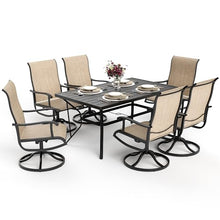 Pamapic 7-Piece Patio Dining Furniture Set with Swivel Chairs, Outdoor Table & 6 Textilene Chairs for Garden, Backyard, Pool, Deck, Beige