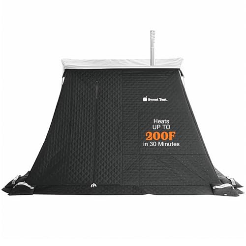 SweatTent Portable Outdoor Sauna (Extra Large) – Tent Only, Accessories Sold Separately – Wood-Fired Compatible, Quick Assembly – High-Temp Recovery Sauna for 10 Adults – Backyard & Camping Use