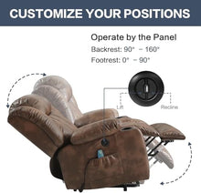 UOPYNE Oversized Power Lift Recliner Chair with Heat and Massage, Large Leather Electric Lounge Seating for Seniors, Big Reclining Sofa with USB Ports and Cup Holders