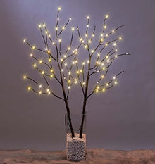 LIGHTSHARE 24PCS Twins 32IN Lighted Willow Branch with 120 Mini LED Pathway Lights for Christmas Room Decoration Indoor Apartment Outdoor Sticks Lights for Lawn, Brown