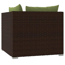 Todiikf Patio Loveseat with Cushions, Brown Poly Rattan 2-Seater Outdoor Sofa for Garden Backyard, Modular Wicker Sectional Couch with Steel Frame and Green Pillows, 55.1 Inch Length