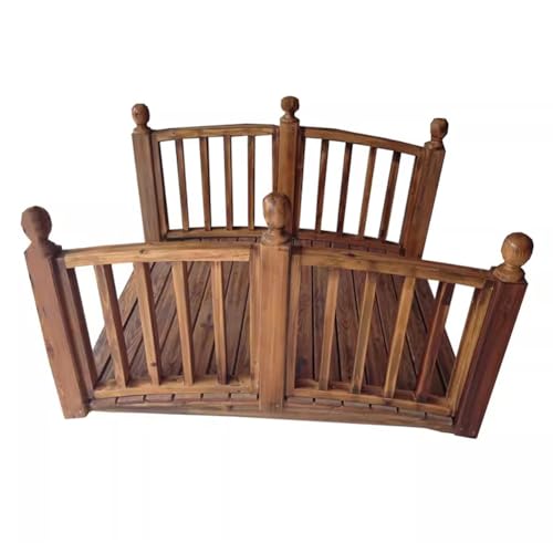 TT-YEL Carbonized Solid Wood Garden Bridge, Thickened Wooden Arch Bridge with Safety Railings, Outdoor Access Arched Footbridge, Natural Curved Walkway, Brown