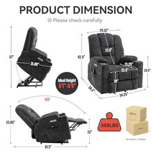 Power Lift Recliner Chair for Elderly with Massage & Heat, Chenille, Grey