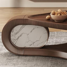 Hhaoran-9863 Side End Table Leaf-Shaped Minimalist Coffee Table Modern Asymmetrical Design in Walnut Wood for Stylish Living Rooms Accent Coffee Table for Living Room Bedroom Office