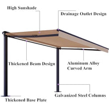 Asiwnshw Standing Awnings for Patio, Heavy Duty Gazebo Retractable Awning Sun Shade Cover Outdoor Canopy Sunsetter Deck Awnings with Manual Crank Handle for Home or Commercial(Gray)