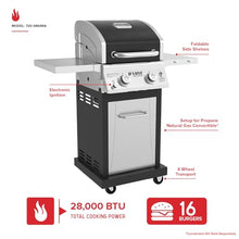 Nexgrill Deluxe 2-Burner Gas Grill, Compact with Foldable Shelves & 2 Hooks