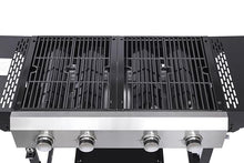 SWLJKU 2 Burner Gas Grill with Plancha Combo, 38,240 BTU Outdoor BBQ Grill, Stainless Steel Burners & Cast Iron Grids, 470 sq.in Grilling Area + 248 sq.in Teppanyaki Griddle