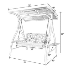 PATIO TREE 2-Seat Porch Swing Glider, Outdoor Adjustable Canopy Swing Chair with Tray and Sunbrella Pillows for Patio