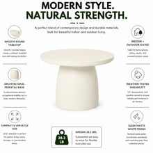 Modern Indoor/Outdoor Matte White Round Poly-Fiber Coffee & End Table Set