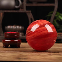 FOTCFATEV Melting Red Crystal Ball with Stand, Stone Decorative Sphere Figurines,Home Office Decor Gift,Polished Divination Orb,180mm
