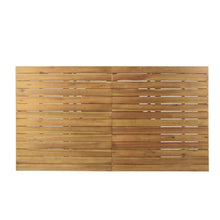 Hassyee Rustic Style Expandable Acacia Wood Dining Table with Slat Paneling Tabletop, Patio Wooden Rectangular Coffee Table for Outdoor Indoor