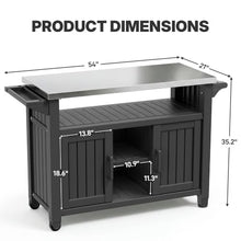 Fancyango Rolling BBQ Prep Cart – Outdoor Grill Table with Wheels-Black