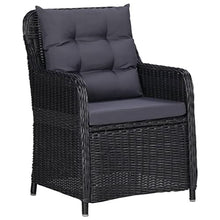 Heofavd 7 Piece Patio Dining Set Black Solid Acacia Wood Table 59 x 35 in with Curved Legs Weather-Resistant PE Rattan Chairs Thick Cushions Outdoor Bistro Set for Garden Deck Backyard