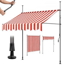 Manual Retractable Awning Balcony Window Sun Shade Shelter, Folding Umbrellas Outside, Waterproof Canvas, Sturdy Heavy-Duty Frame, Canopy for Outdoor Patio Deck Garden Dining Room(Red-White,400cm)