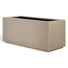 PolyStone Argentine Modern Outdoor/Indoor Rectangular Trough Planter - 36" x 16" x 16" H - Lightweight Weather Resistant Stone-Look Resin Planter - Commercial & Residential - Sandstone Granite
