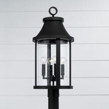 Capital Lighting 953645BK Bridger Transitional Clear Seeded Glass Outdoor Post Lantern, 4-Light 240 Total Watts, 26" H x 12" W, Black