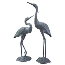 SPI Weathered Gray Finish Heron Pair Garden Sculpture Bronze