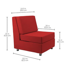 FDP Outdoor Modular Club Chair Featuring Sunbrella Fabric - Weather-Resistant, Fade-Resistant, Assembled Patio Furniture with Cover Included for Backyard, Poolside Seating - Canvas Jockey Red